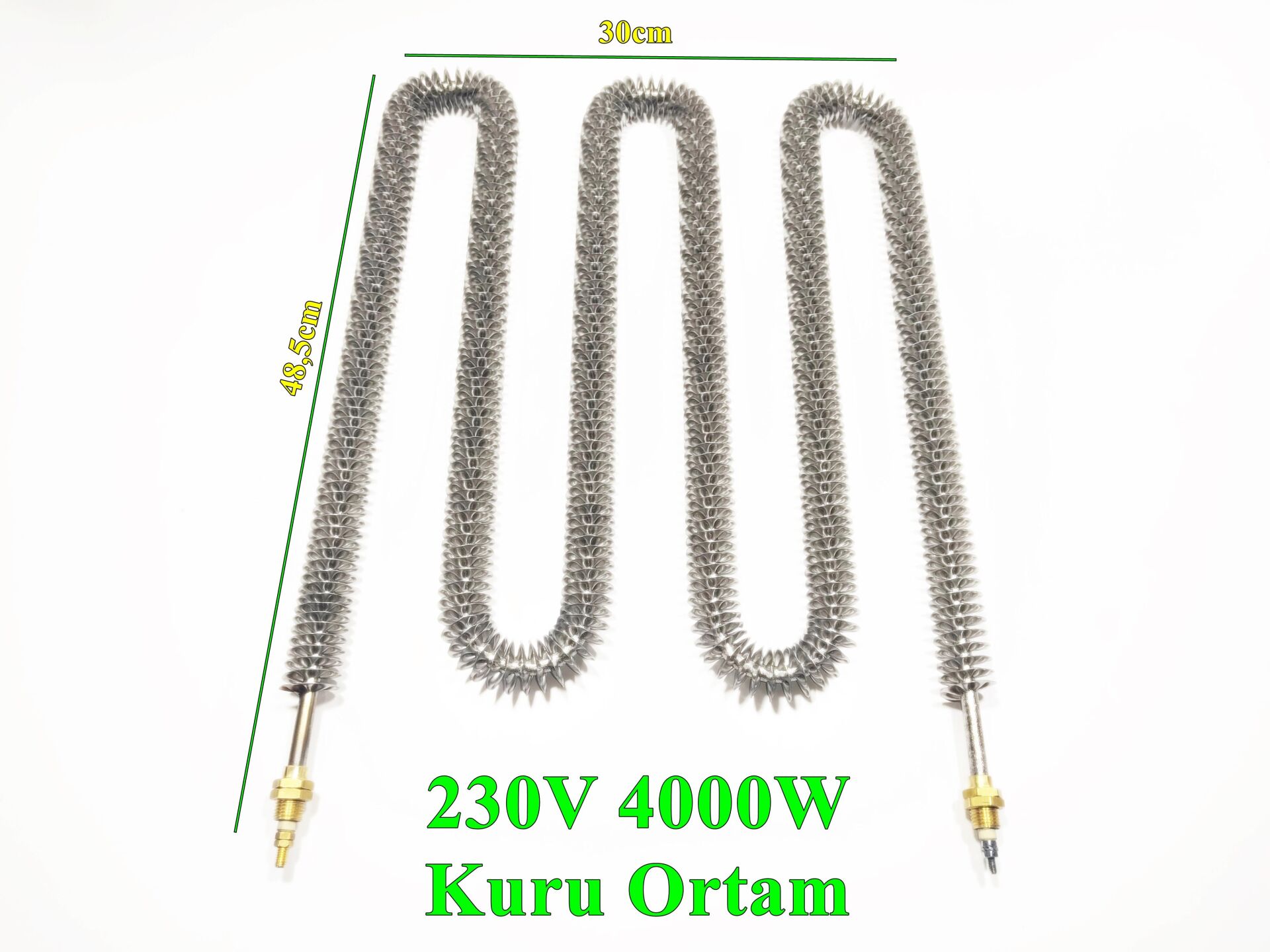 M tip 230V 4000W CR304 Serpantinli Isıtıcı Rezistans 485mmx300mm SERN R6020 - M type 230V 4000W CR304 Finned Tubular Resistance 485mmx300mm SERN R6020