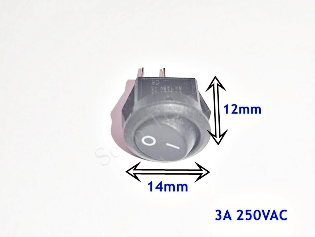 Siyah Renk Yuvarlak Işıksız Anahtar ON-OFF 2 Uçlu