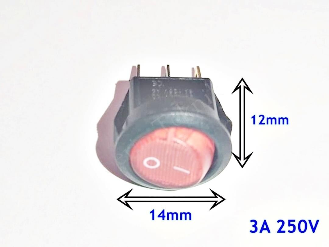Siyah Renk Yuvarlak Işıklı Anahtar ON-OFF 3 Uçlu