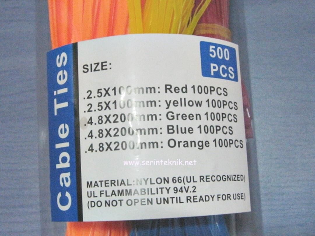 500 Adet renkli kablo bağı şeytan kelepçesi