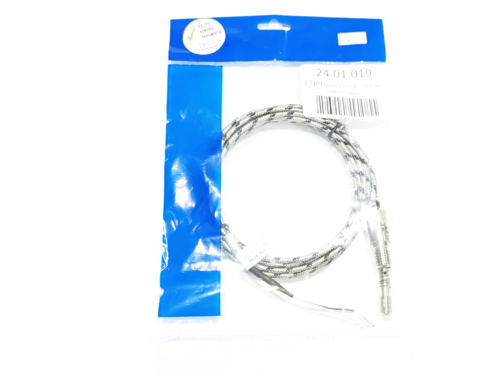 Q8 M12 Rekorlu Termokupl J Tipi 3Metre Kablolu