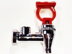 16x1,5mm arka diş basmalı 16x1,5mm göstergeli metal kırmızı musluk