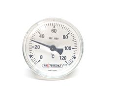 MILTHERM Bi-Metal Termometre 0/+120°C Ø63mm 5cm Arka Bağlantı G1/2''