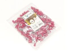 M4 (0.50 x 1.50 mm²) Yuvarlak Tip İzoleli Kablo Uçları Kırmızı Renk - 1 Paket - 200Adet 