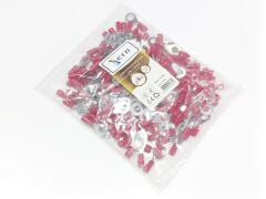 M6 (0.50 x 1.50 mm²) Yuvarlak Tip İzoleli Kablo Uçları Kırmızı Renk - 1 Paket - 200Adet 