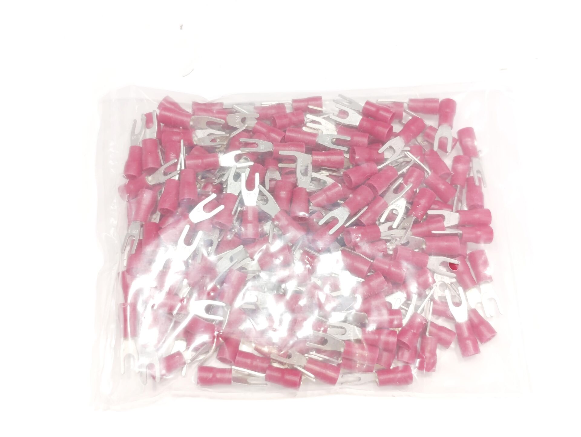 M3 (0,50 x 1,50mm²) Çatal Tip İzoleli Kablo Uçları Kırmızı Renk - 1 Paket - 200Adet 