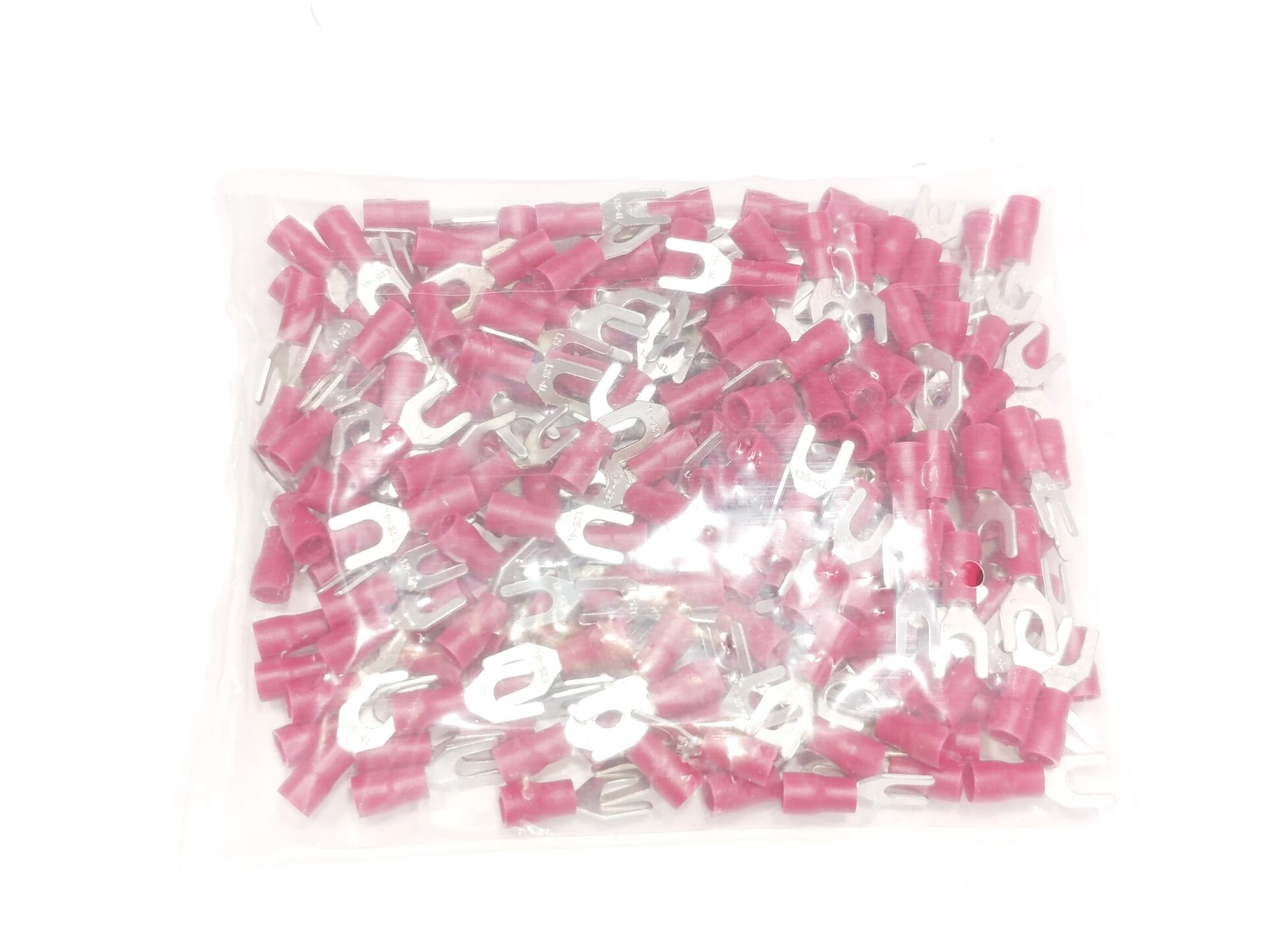 M4 (0,50 x 1,50mm²) Çatal Tip İzoleli Kablo Uçları Kırmızı Renk - 1 Paket - 200Adet 