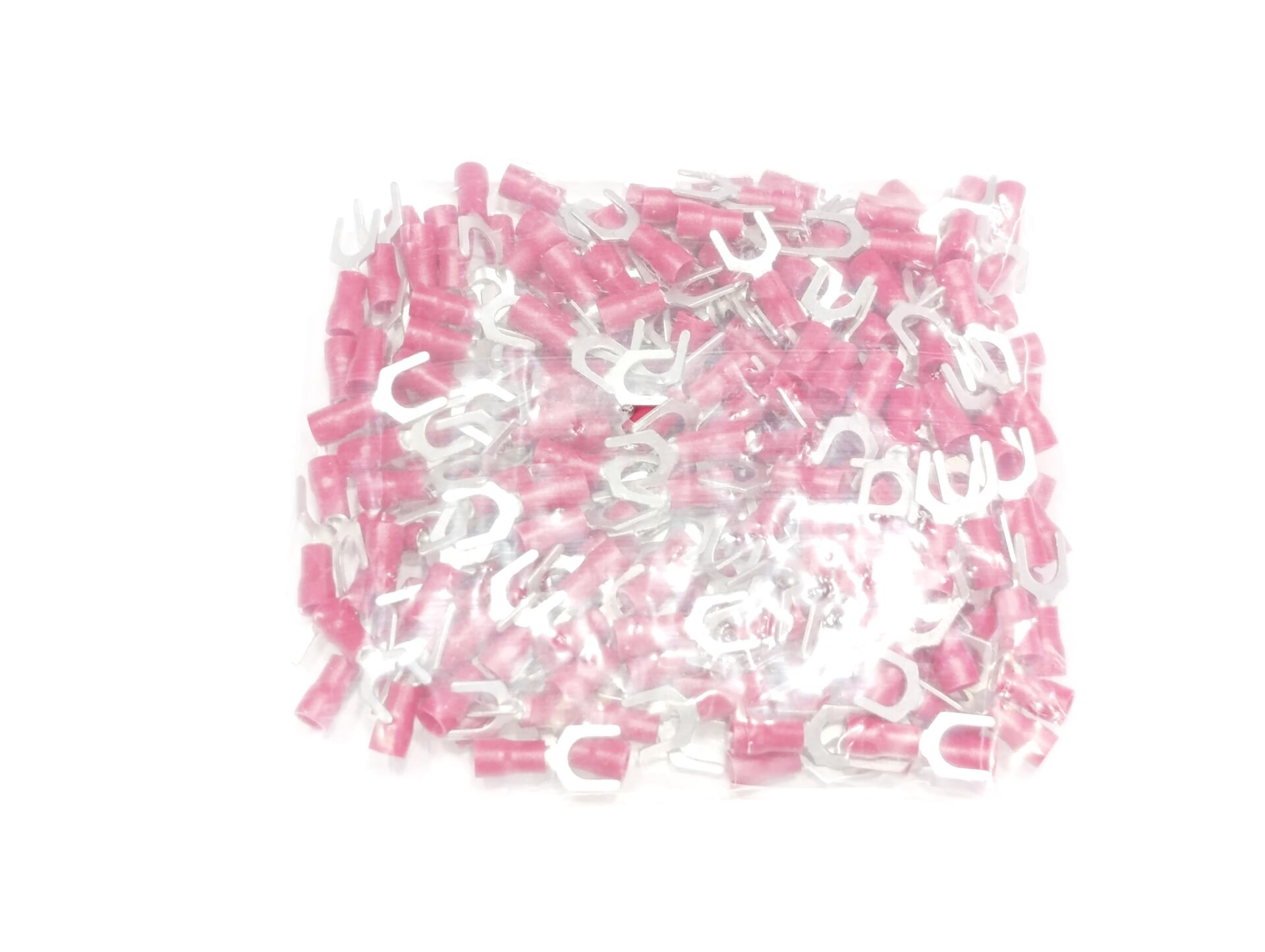 M6 (0,50 x 1,50mm²) Çatal Tip İzoleli Kablo Uçları Kırmızı Renk - 1 Paket - 200Adet 