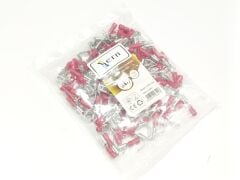 Erkek / Dişi Geri Dönüşüm Terminali 0,8x2,80 Soket İzoleli Kırmızı Renk (0,50x1,50mm² )- 1 Paket - 100Adet 